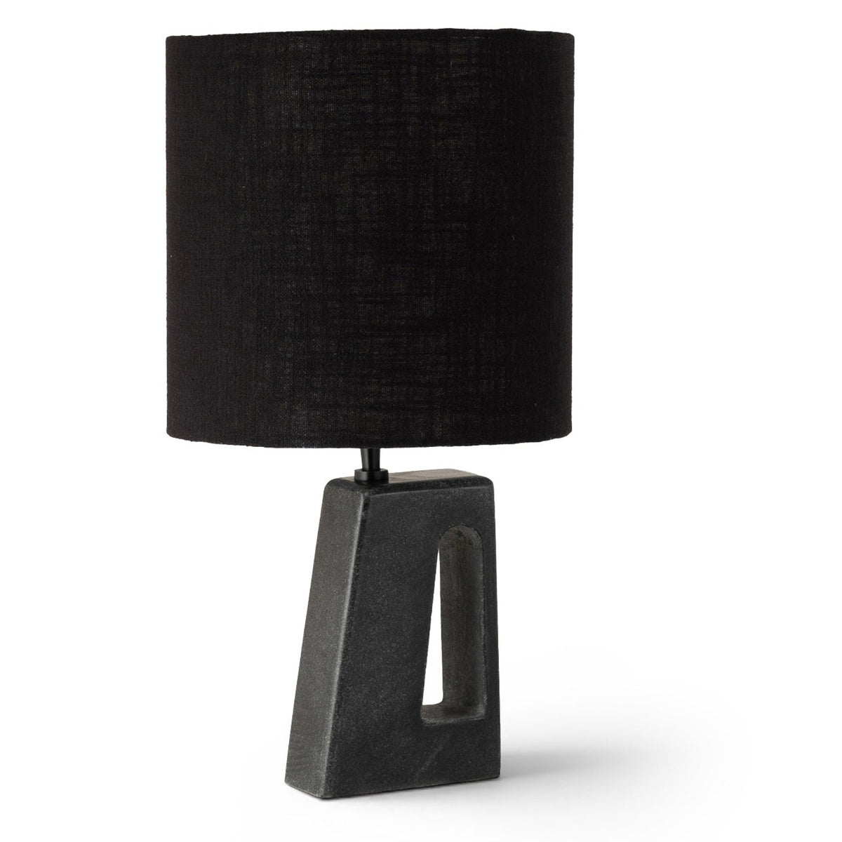 Vellum Black Genuine Marble Base And Linen Textured Fabric Shade Table Lamp in black marble, primary product view
