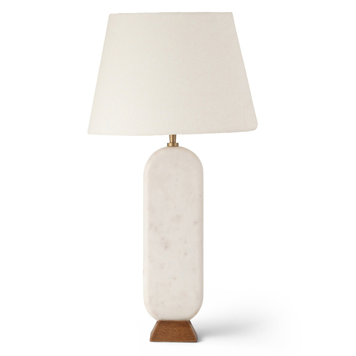 Solis Off White marble and walnut-finished wood table lamp with linen shade, primary product view