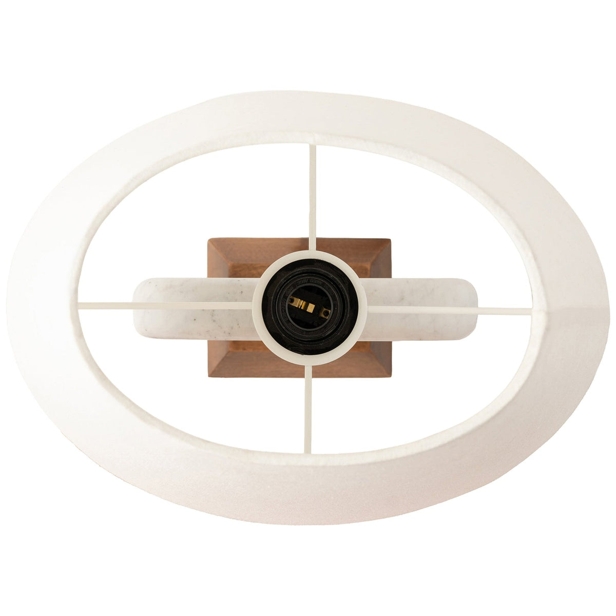 Solis Off White Natural Genuine Marble And Mango Wood Base With Linen Textured Fabric Shade Table Lamp