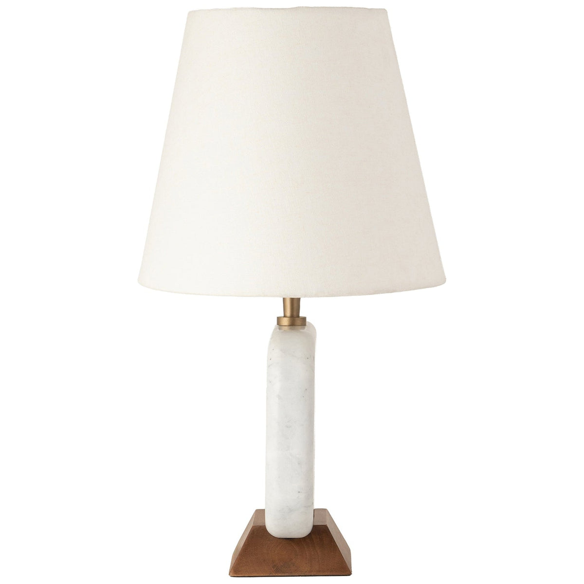 Solis Off White Natural Genuine Marble And Mango Wood Base With Linen Textured Fabric Shade Table Lamp