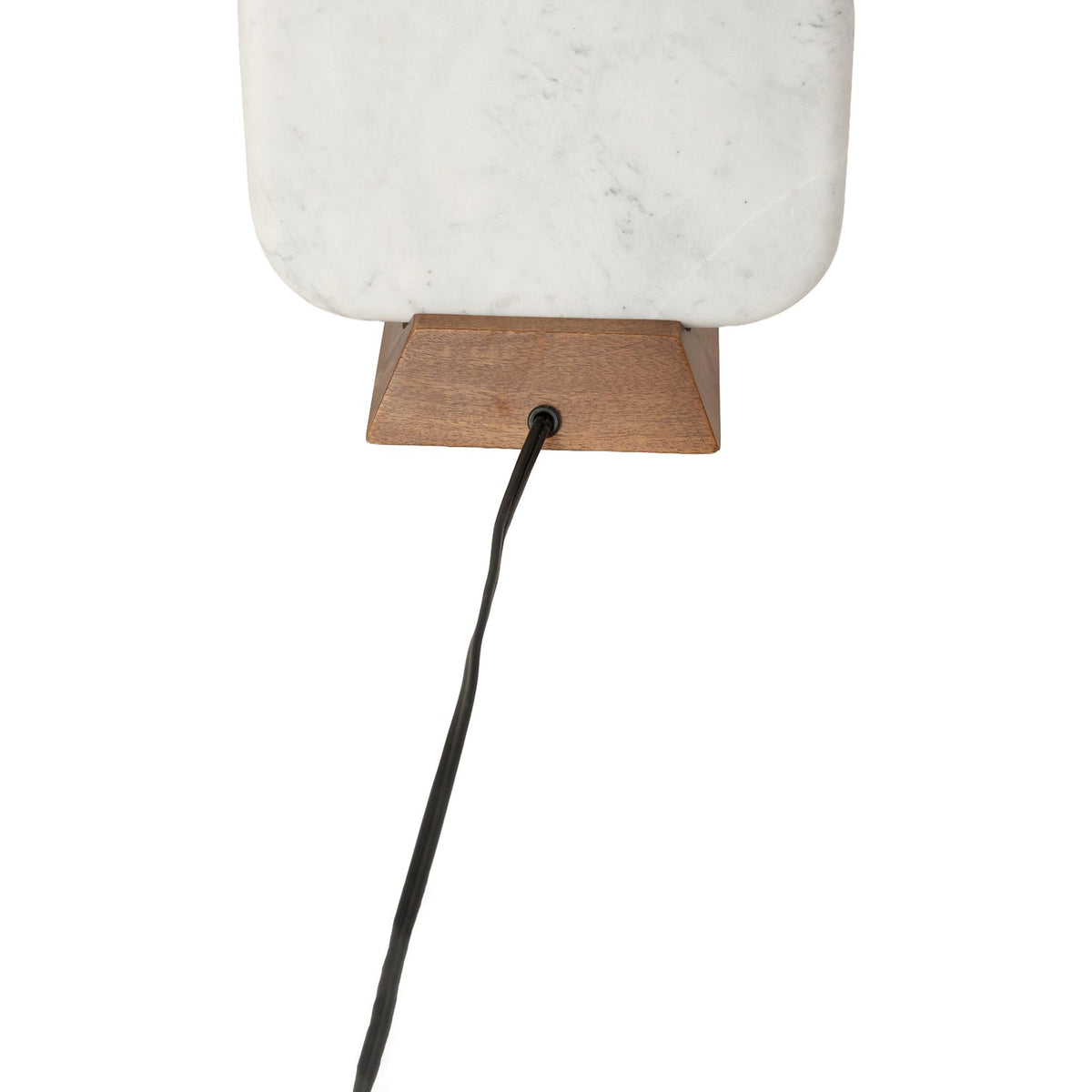 Solis Off White Natural Genuine Marble And Mango Wood Base With Linen Textured Fabric Shade Table Lamp