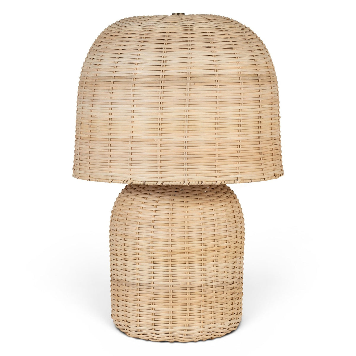 Nomad Natural Rattan Table Lamp in natural rattan with brass base, primary product view
