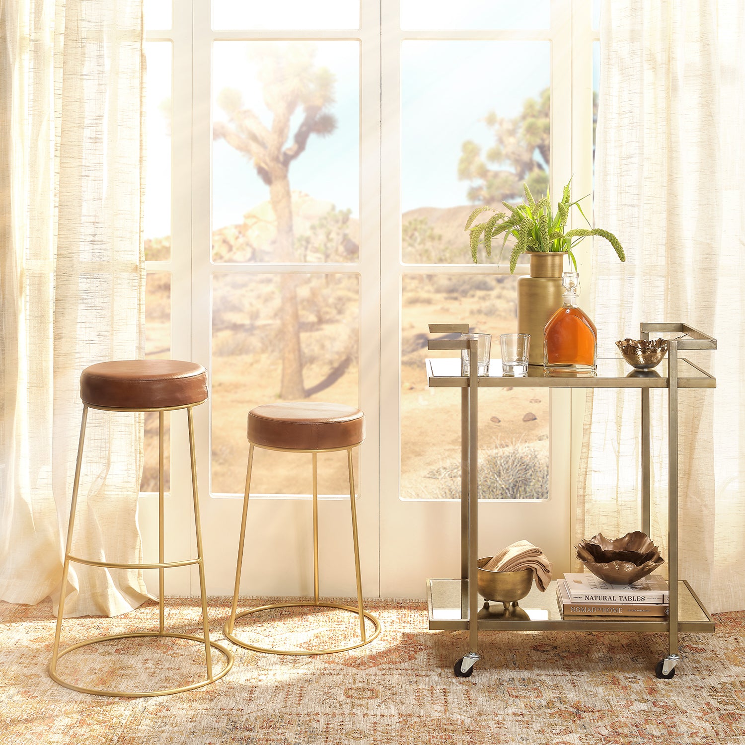 Lifestyle by Jamie Young Cavill Round Leather Bar Stool