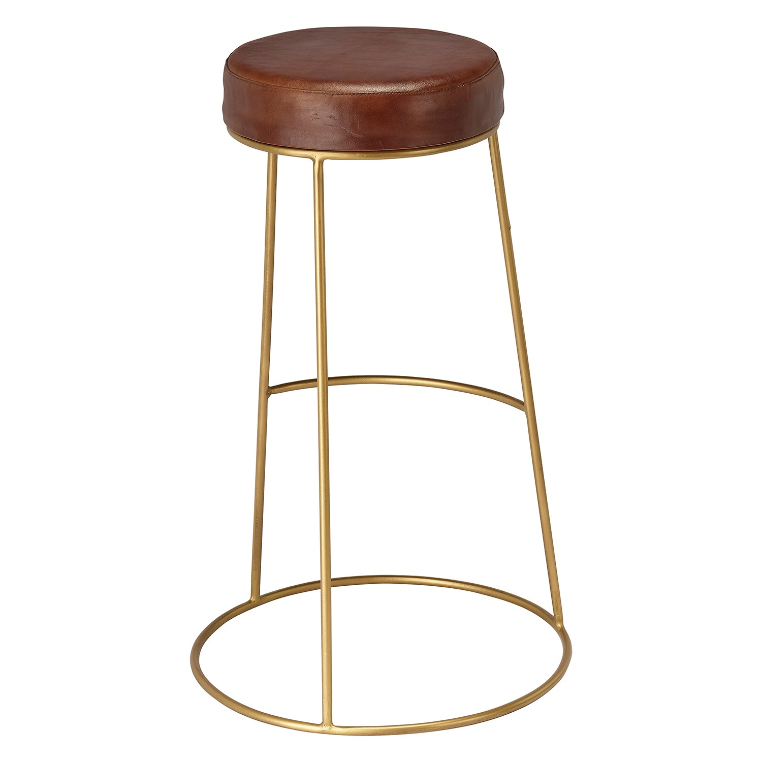 Lifestyle by Jamie Young Cavill Round Leather Bar Stool