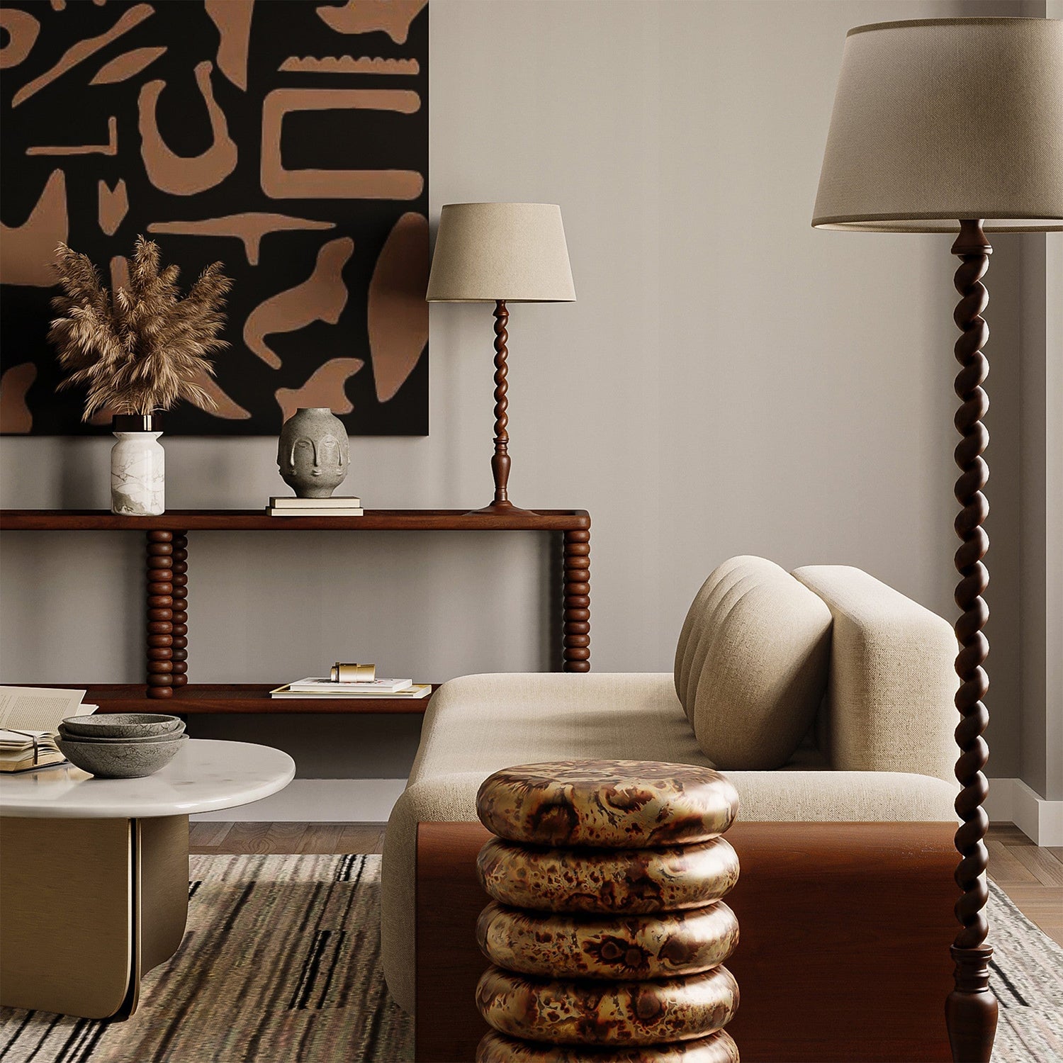 Union Home Twist Cane Solid Wood Console Table