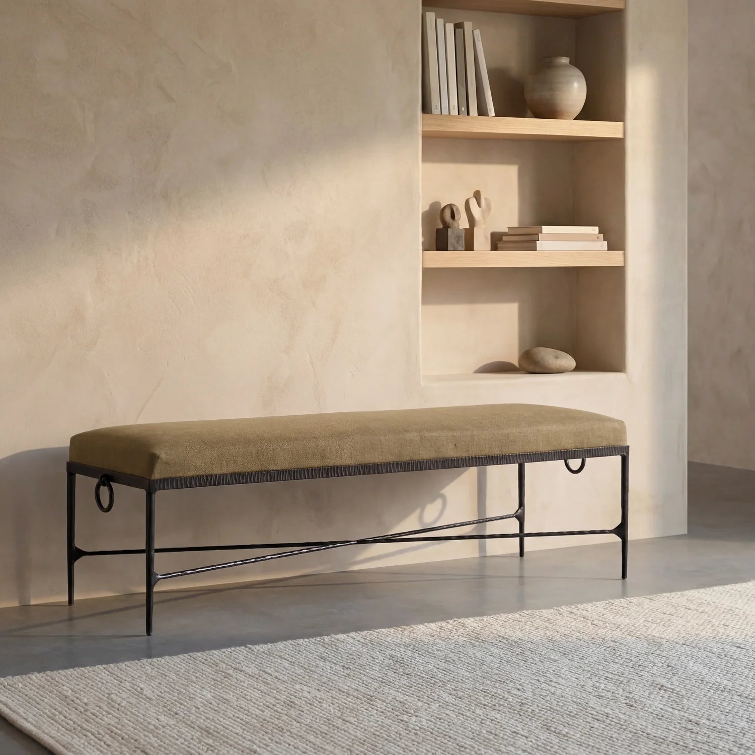 MENO HOME x Co. House Designs Loam Olive Hammered Bench