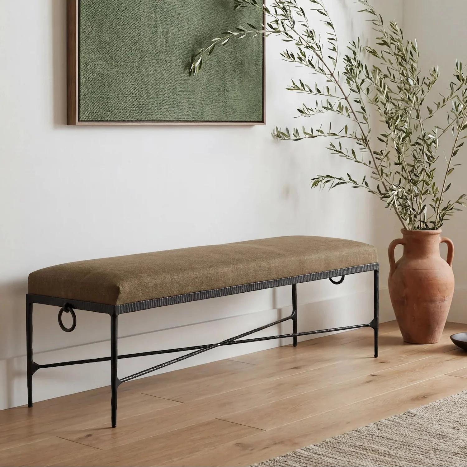 MENO HOME x Co. House Designs Loam Olive Hammered Bench