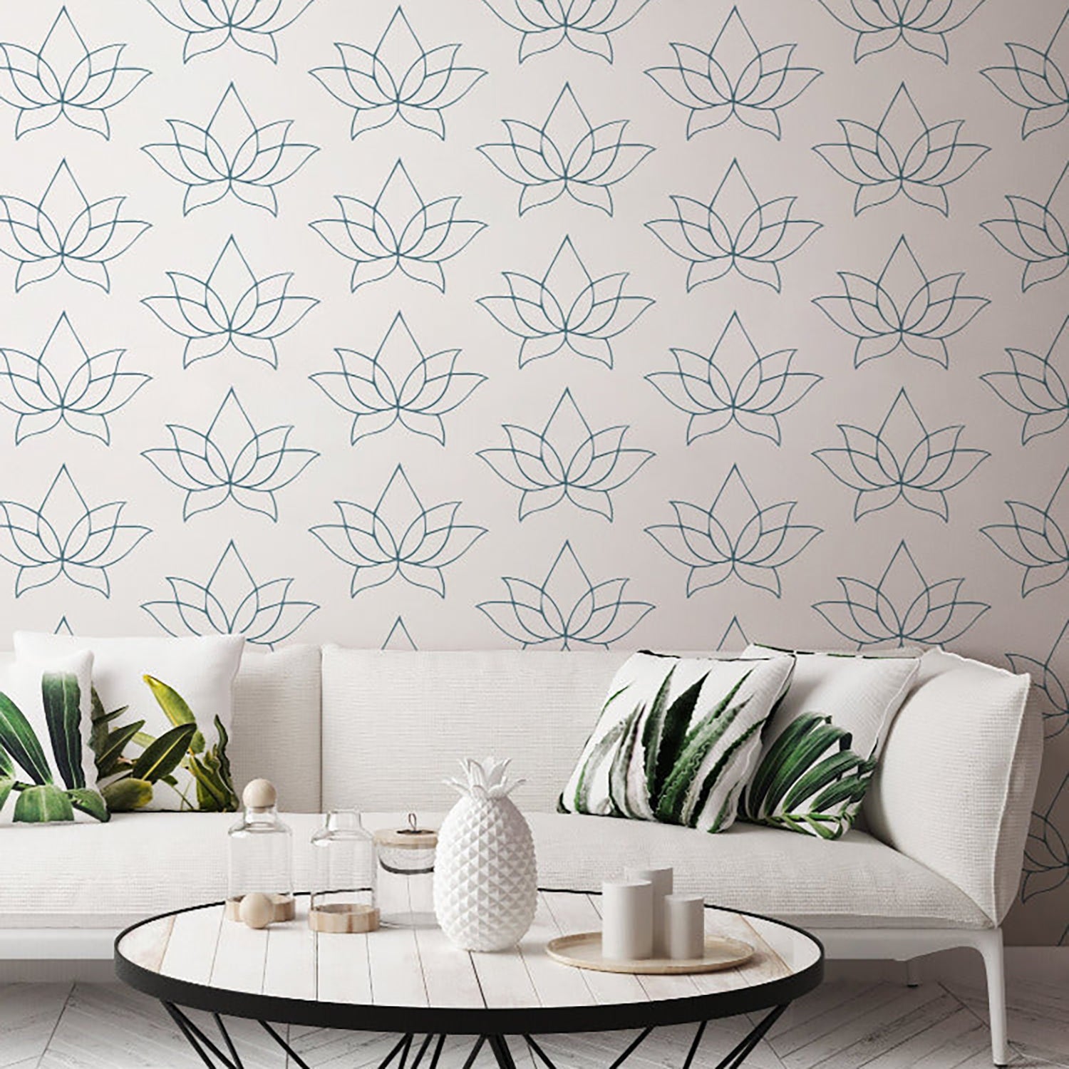 Mitchell Black Lotus Lines Wallpaper