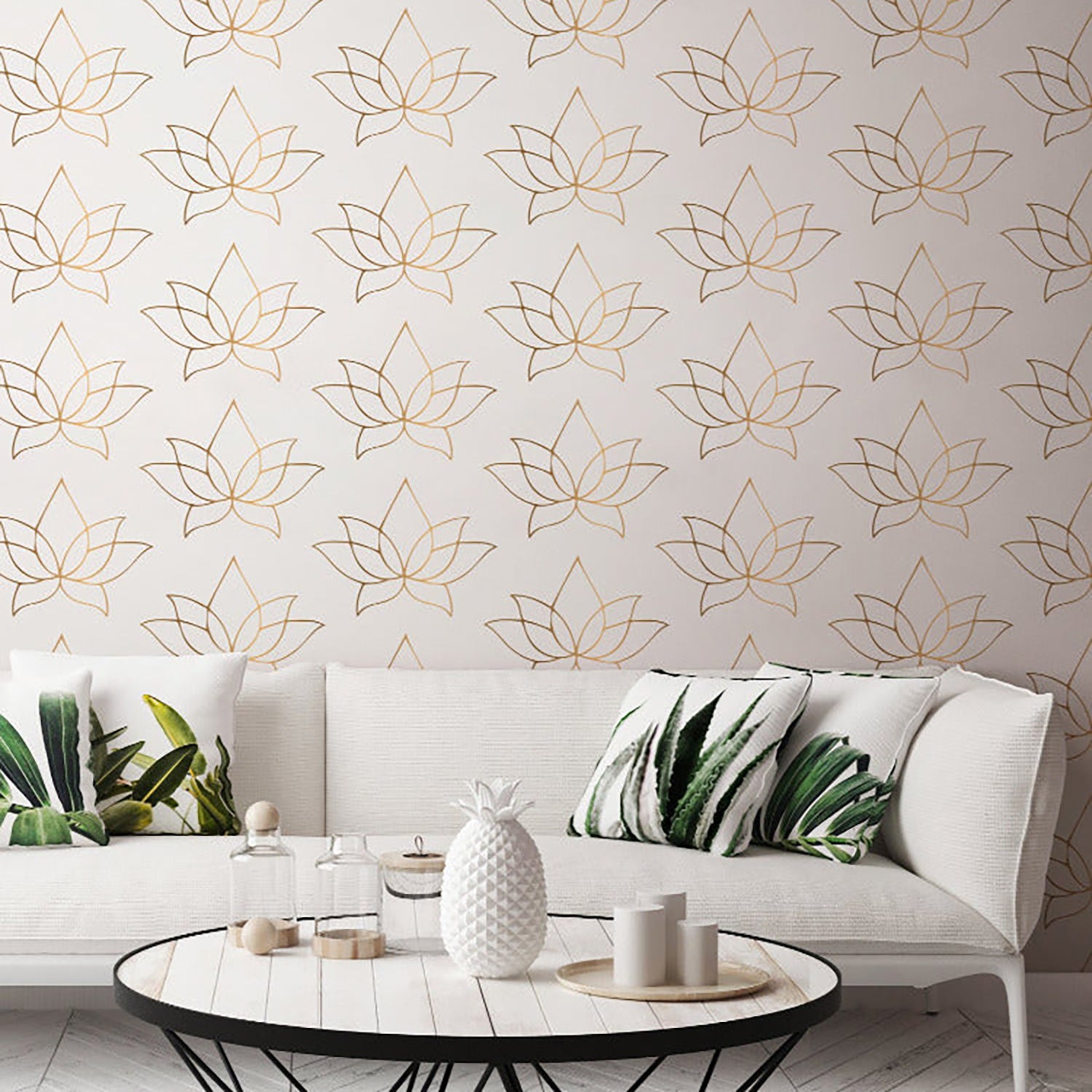 Mitchell Black Lotus Lines Wallpaper