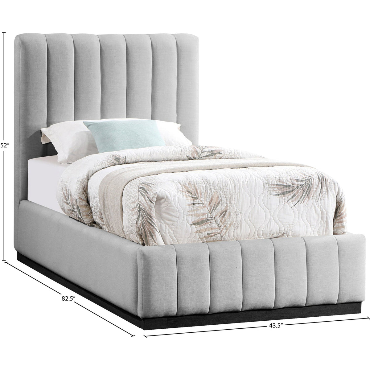 Lucia Grey Linen Textured Fabric Upholstered Bed