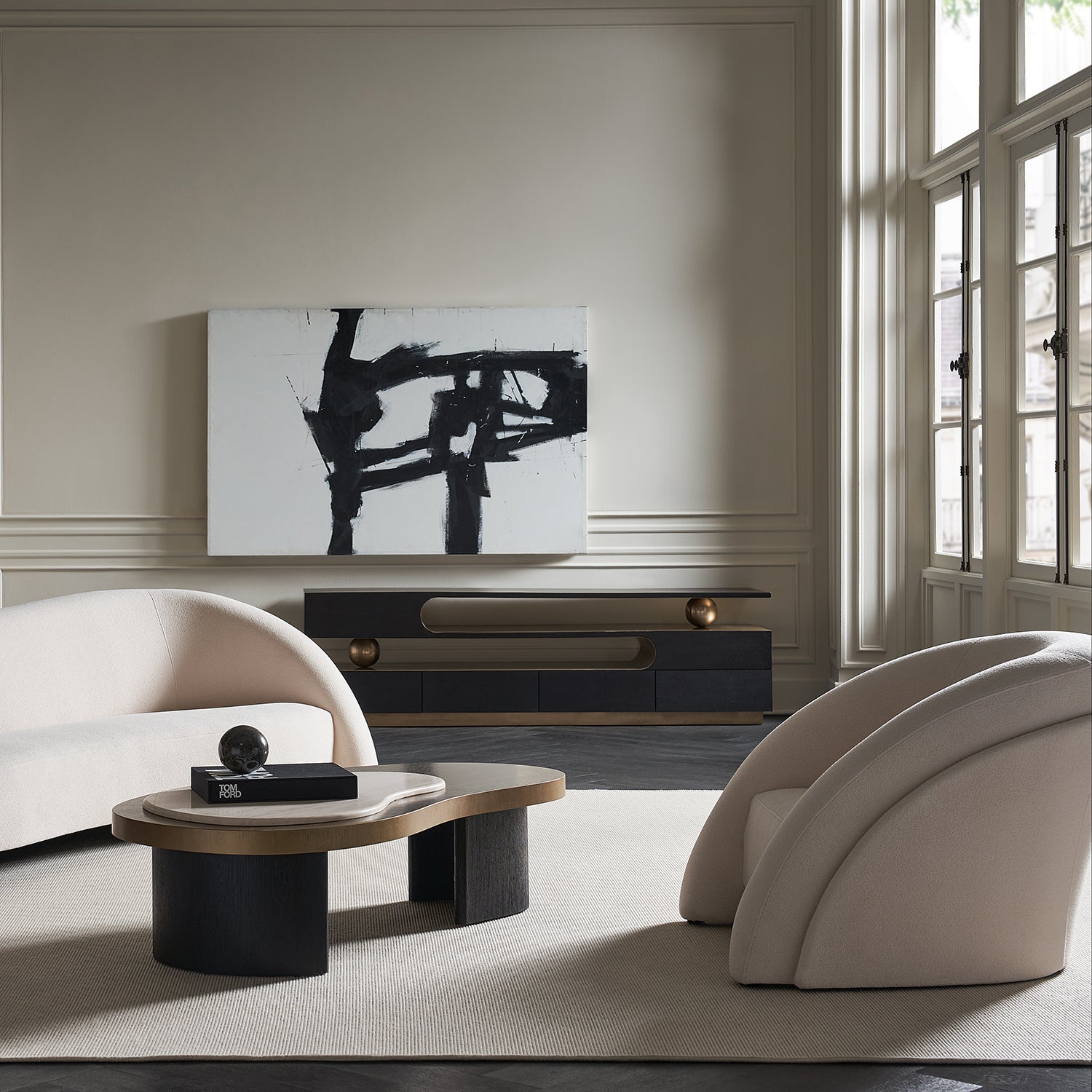 Caracole Movement Alabaster Chair in Alabaster, side profile