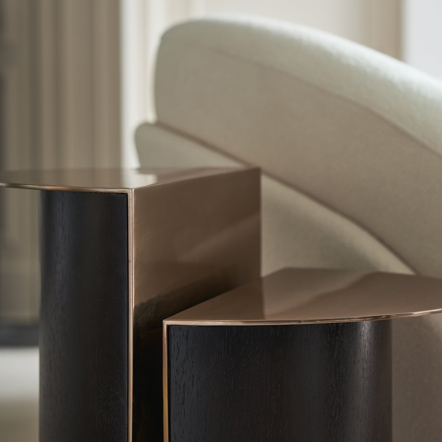 Caracole Movement Alabaster Sofa in Alabaster, close-up detail