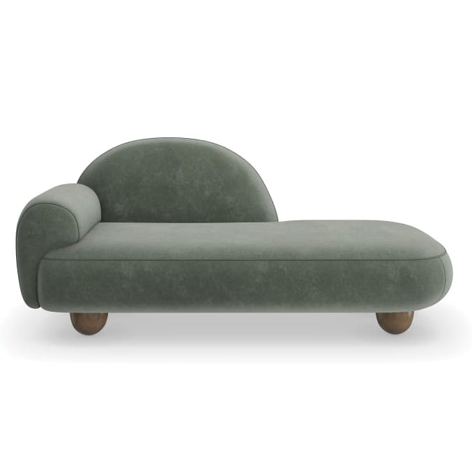Caracole Cypress Chaise in Retro Walnut, close-up detail