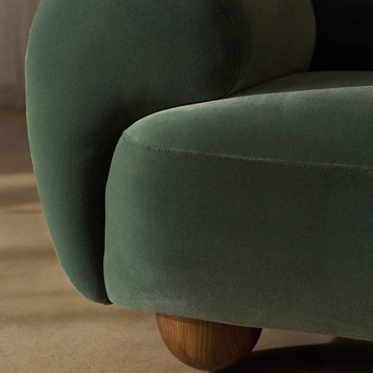 Caracole Cypress Chaise in Retro Walnut, side profile