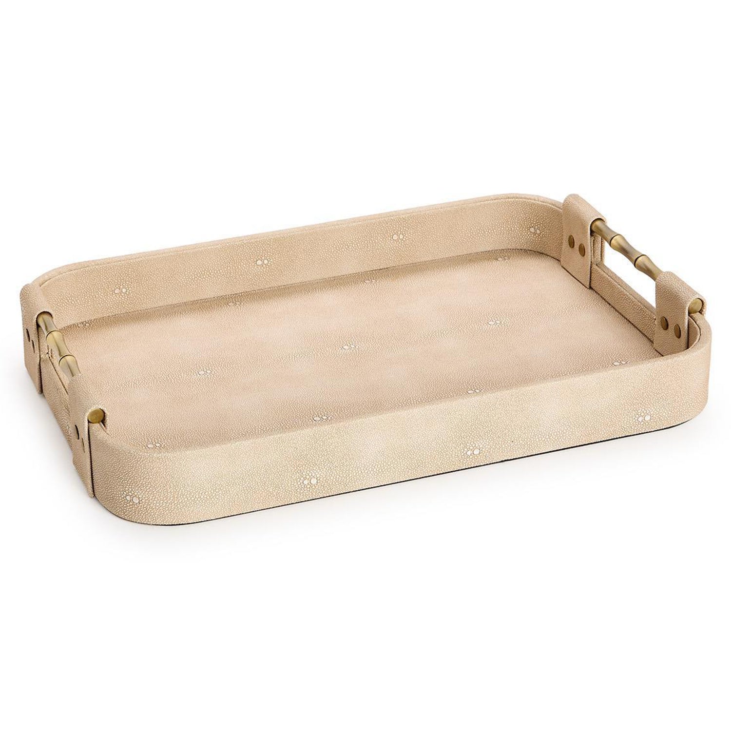 Cream Shagreen Rectangle Tray Set of 3