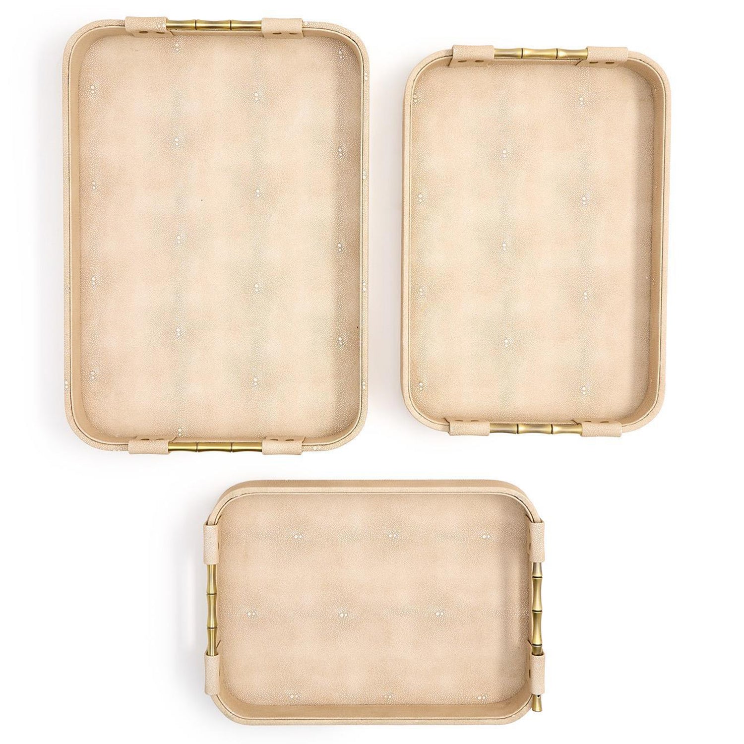 Cream Shagreen Rectangle Tray Set of 3