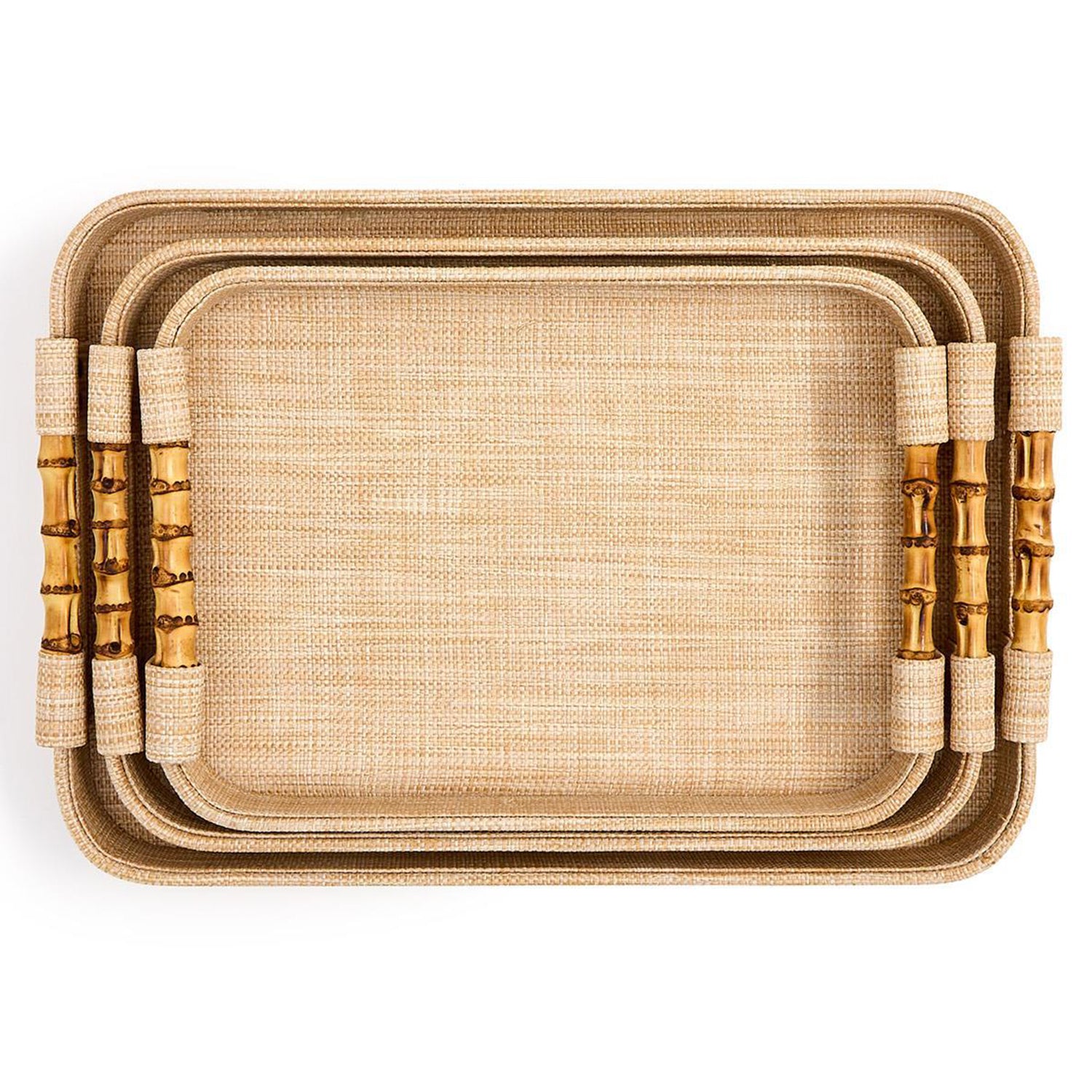 Natural Grass Rectangle Tray Set of 3