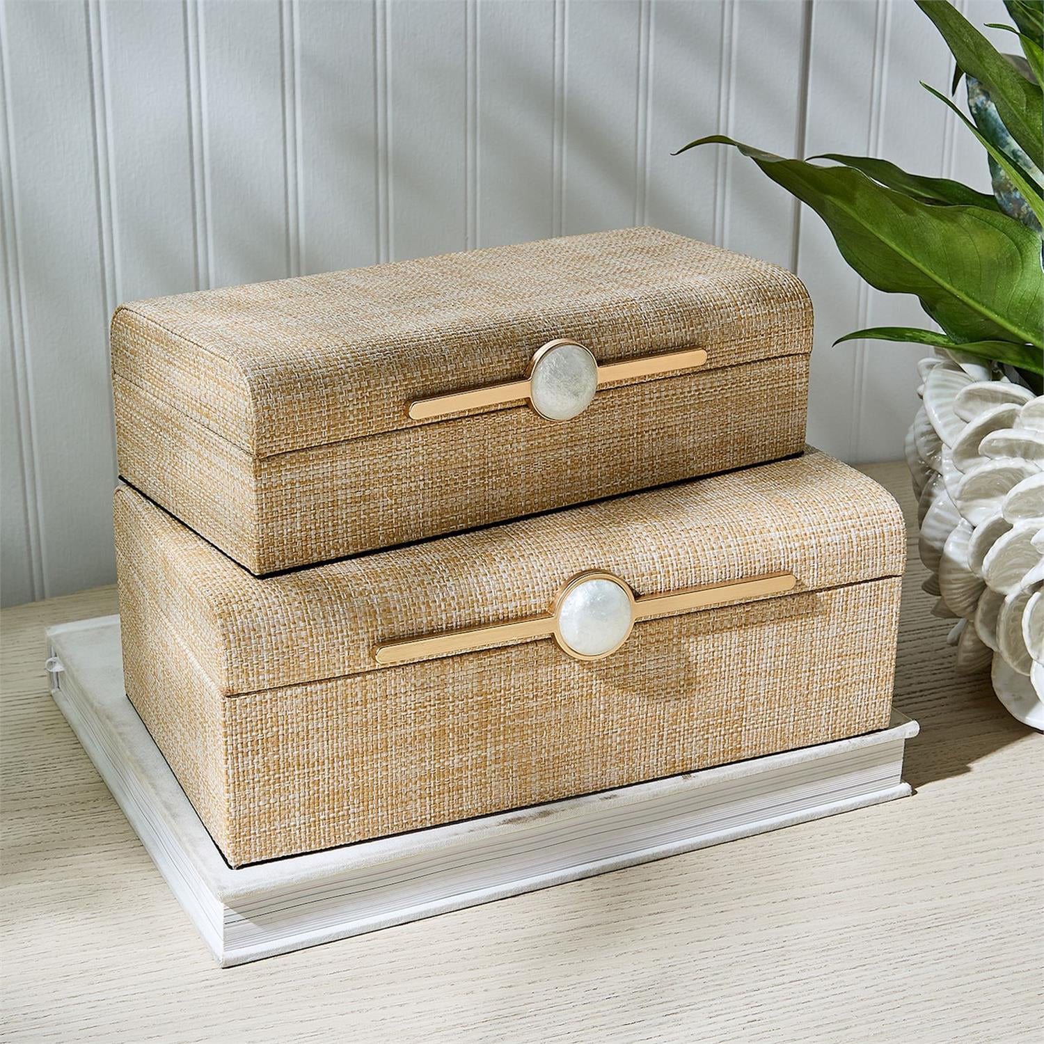 Twos Company Natural Grass Box Set of 2 | Paynes Gray