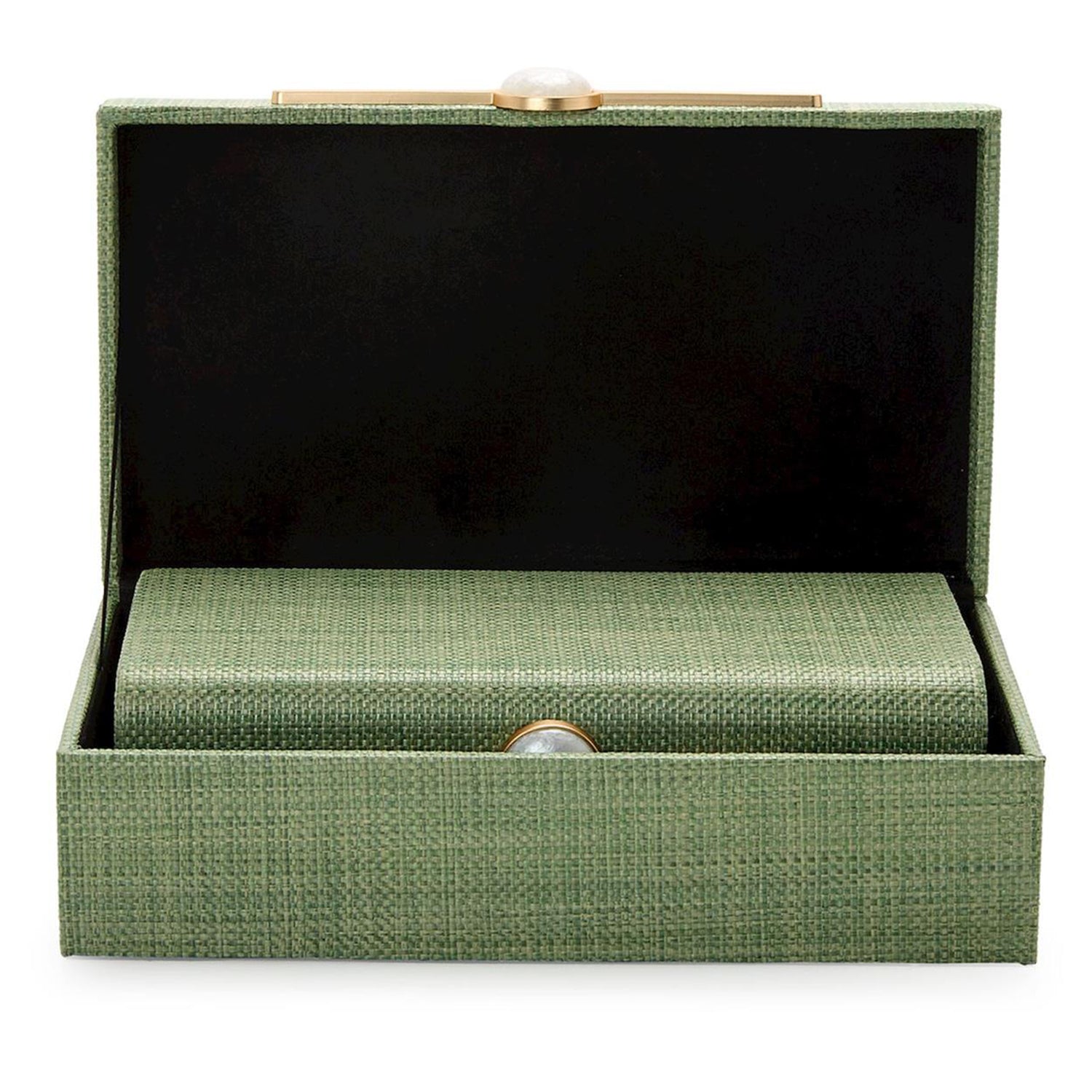 Monaco Green Faux Seagrass Nested Decorative Box Set of 2