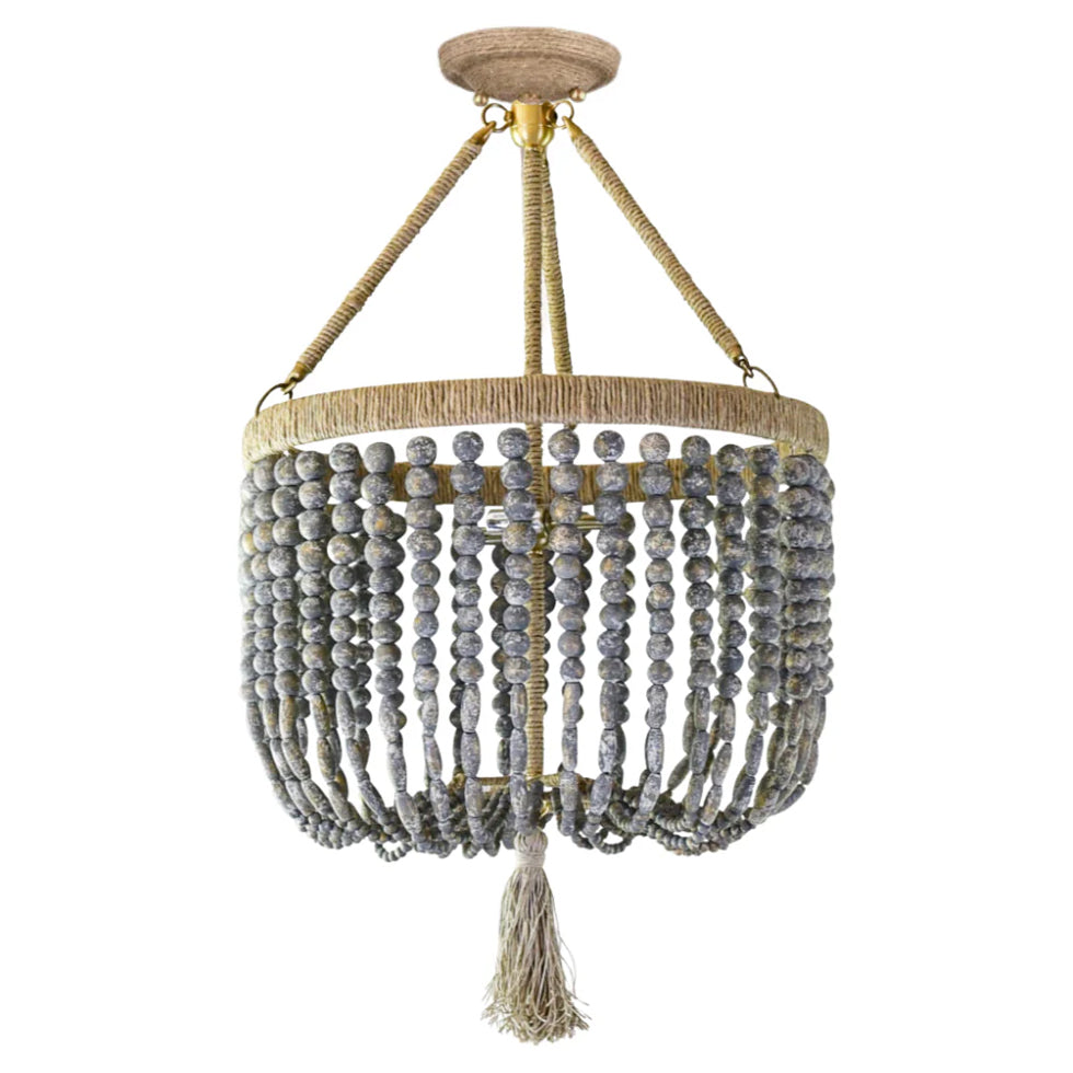 Ro Sham Beaux Malibu 18 Antique Gray Wood Semi Flush Mount