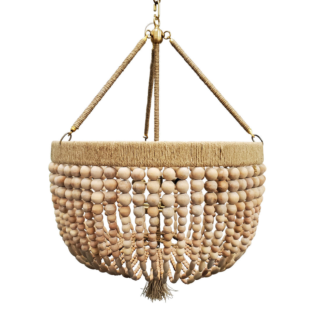 Ro Sham Beaux Malibu 24 Antique White Wood Chandelier