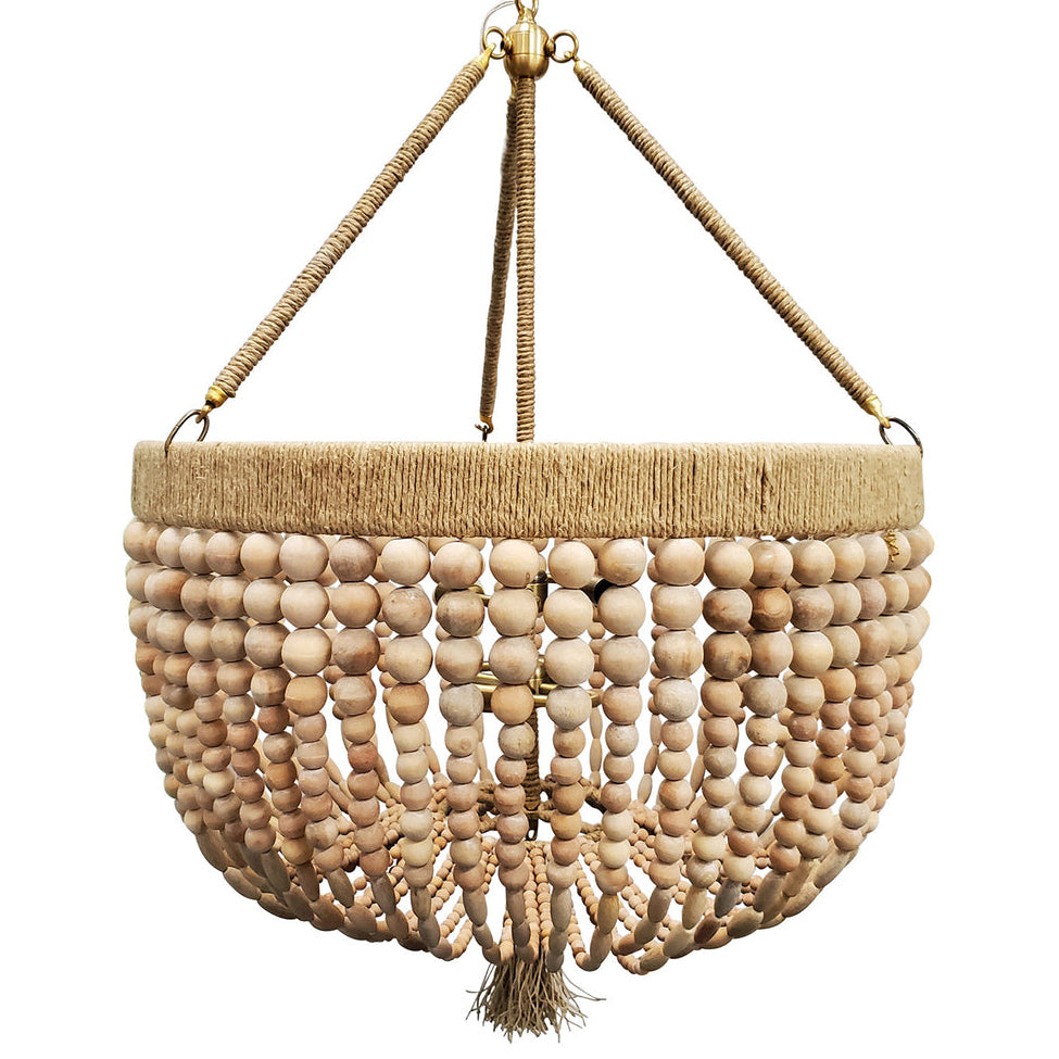 Ro Sham Beaux Malibu 24 Antique White Wood Chandelier