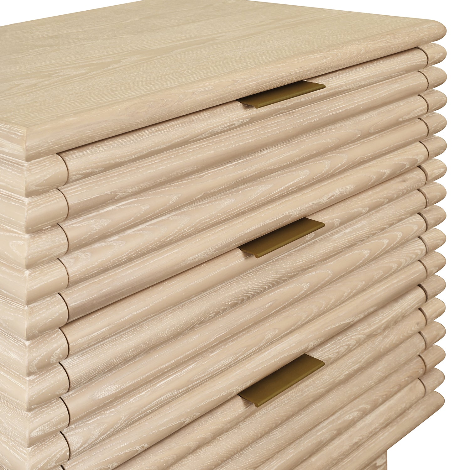 Worlds Away Mateo Cerused Oak Three Drawer Side Table