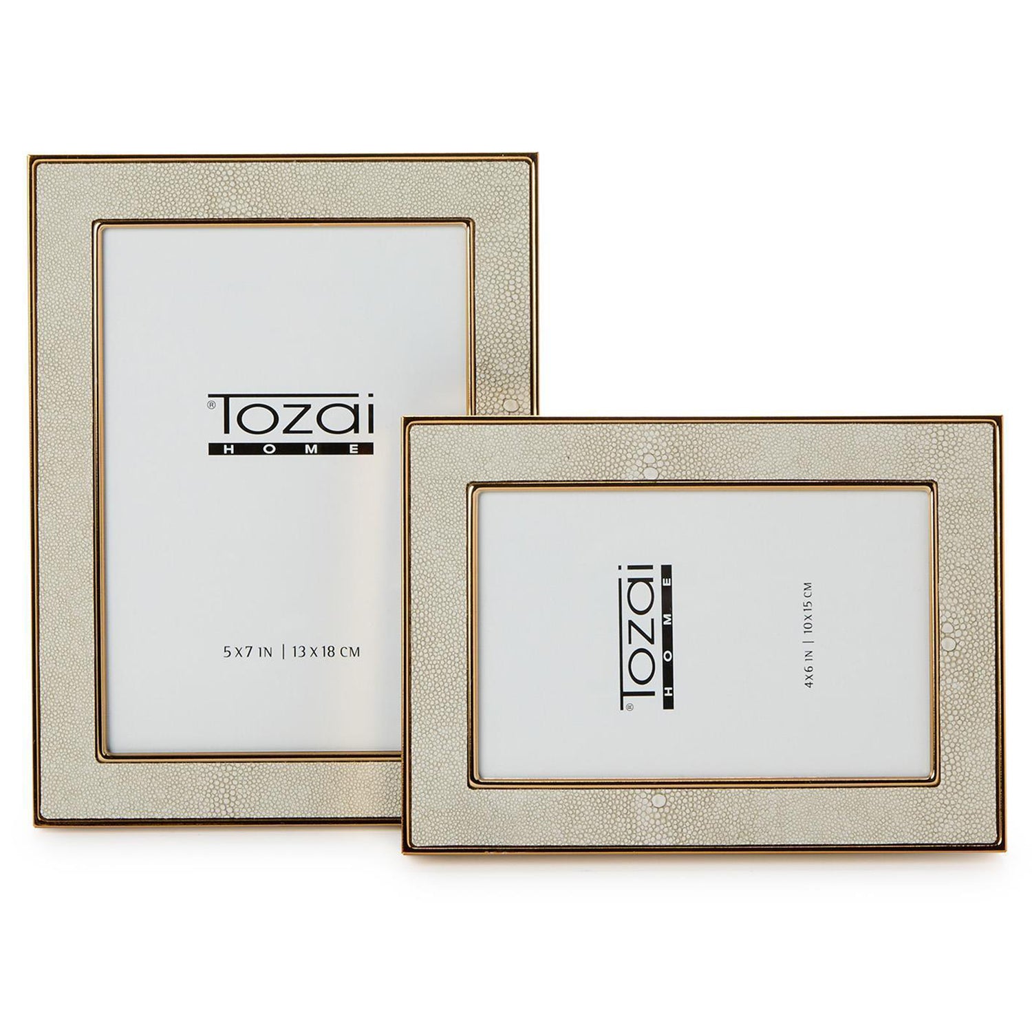 Cream Shagreen Photo Frame Set of 2