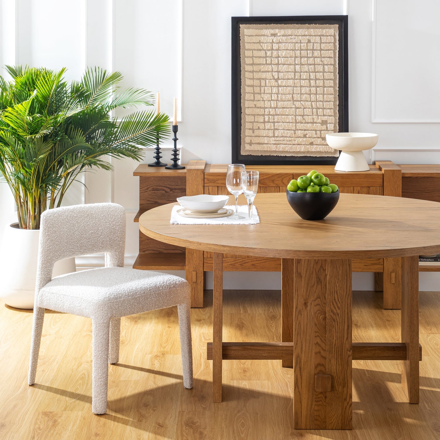 Co. House Designs Saguaro Round Oak Honey Dining Table