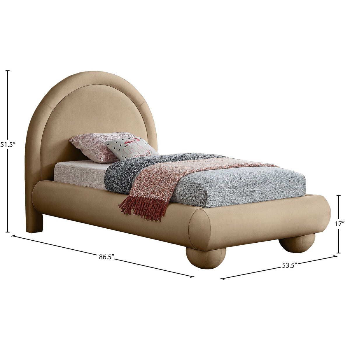 Madrid Beige Velvet Upholstered Bed