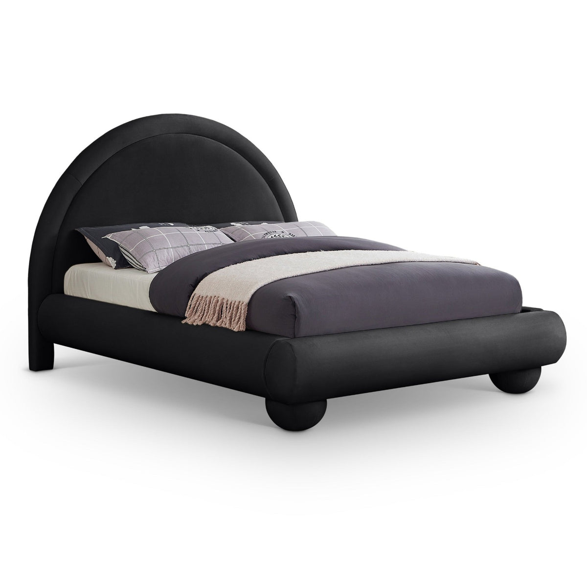 Madrid Black Velvet Upholstered Bed