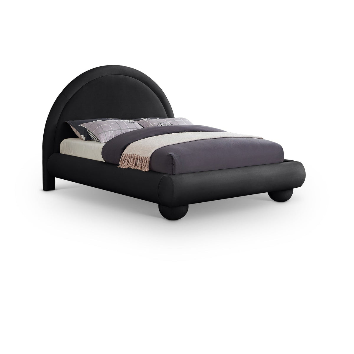 Madrid Black Velvet Upholstered Bed