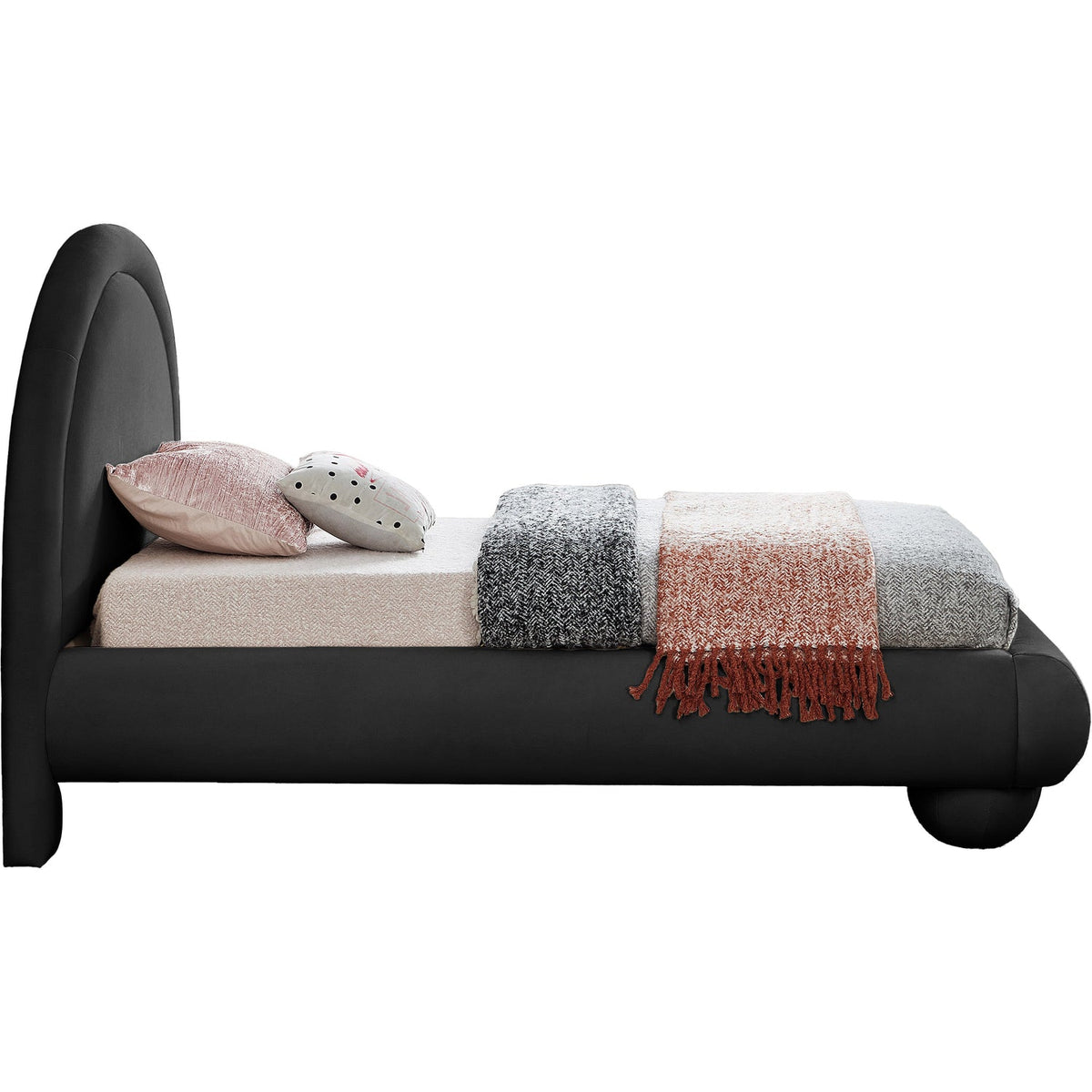 Madrid Black Velvet Upholstered Bed