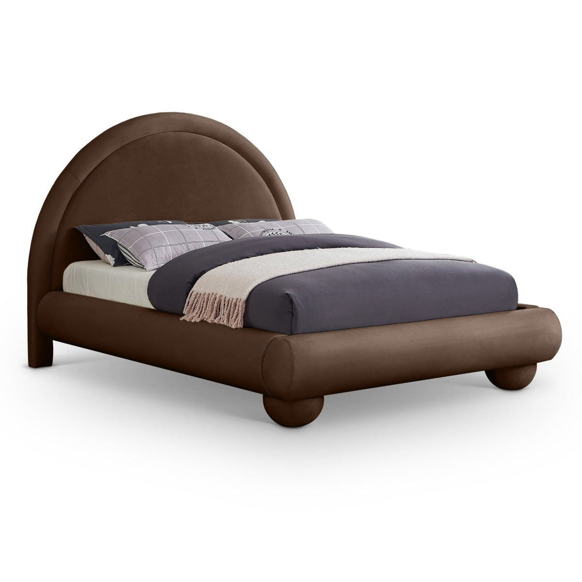Madrid Brown Velvet Upholstered Bed