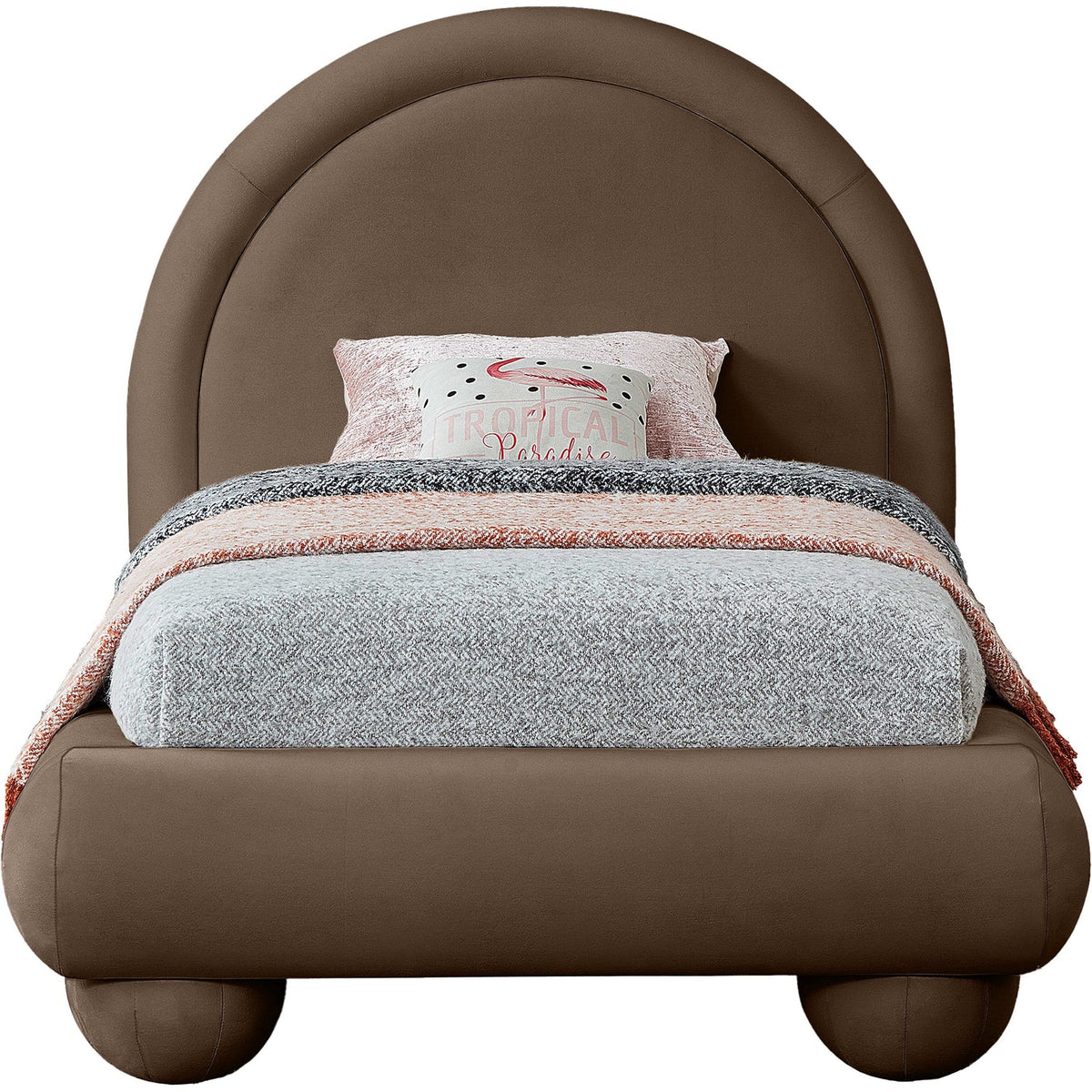 Madrid Brown Velvet Upholstered Bed