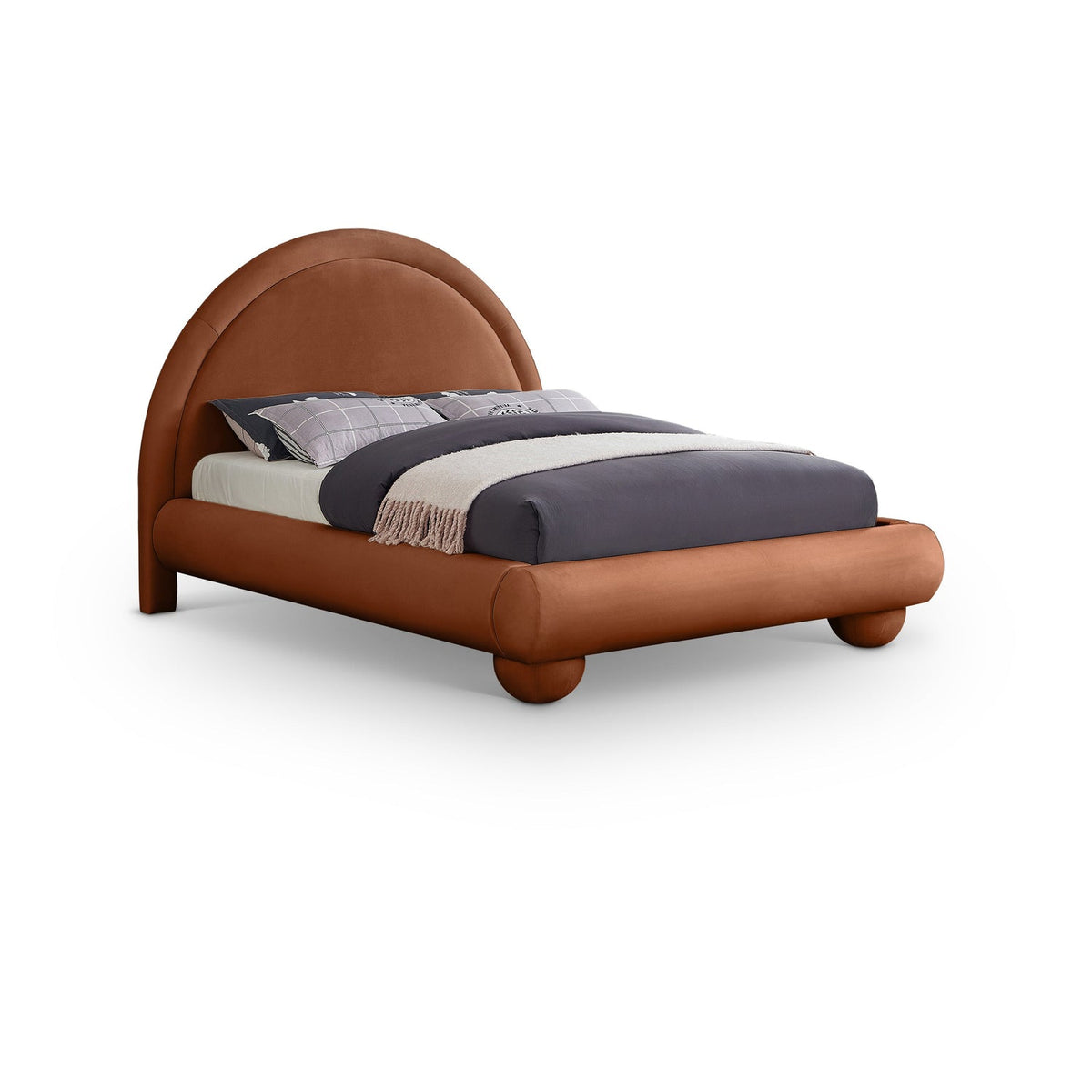 Madrid Cognac Velvet Upholstered Bed
