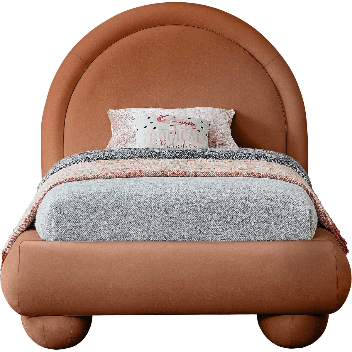Madrid Cognac Velvet Upholstered Bed