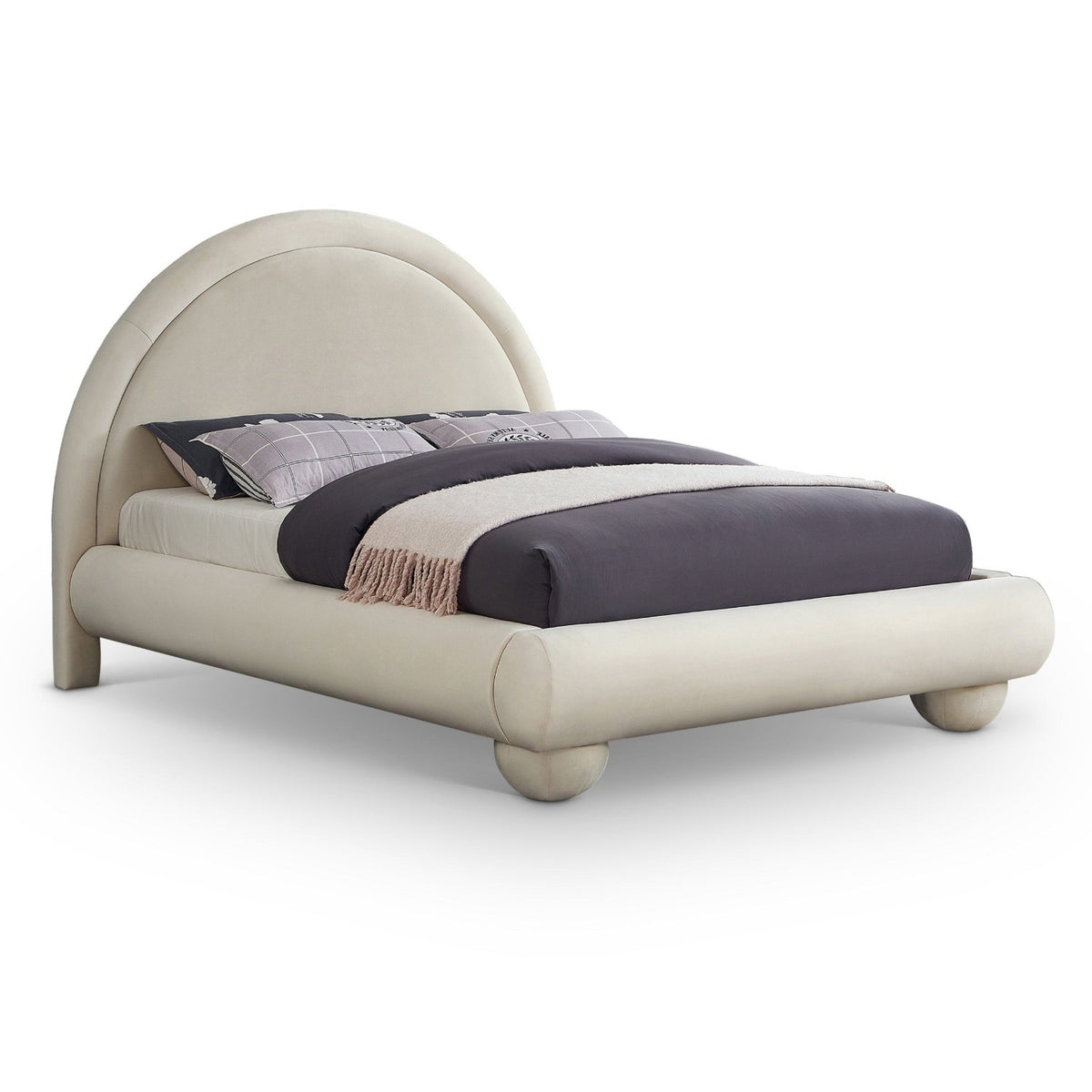 Madrid Cream Velvet Upholstered Bed