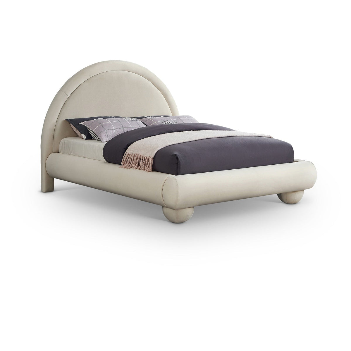 Madrid Cream Velvet Upholstered Bed