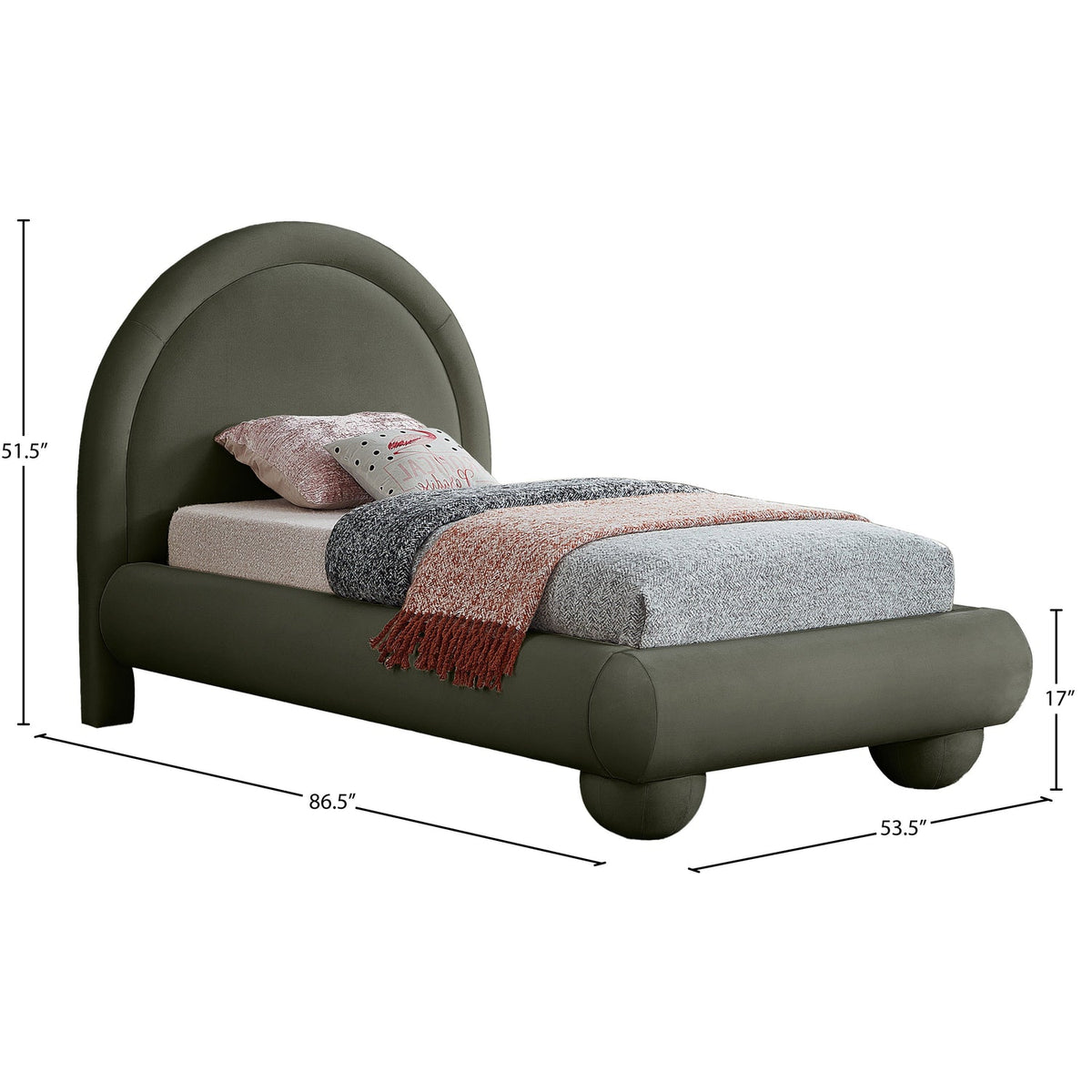 Madrid Green Velvet Upholstered Bed