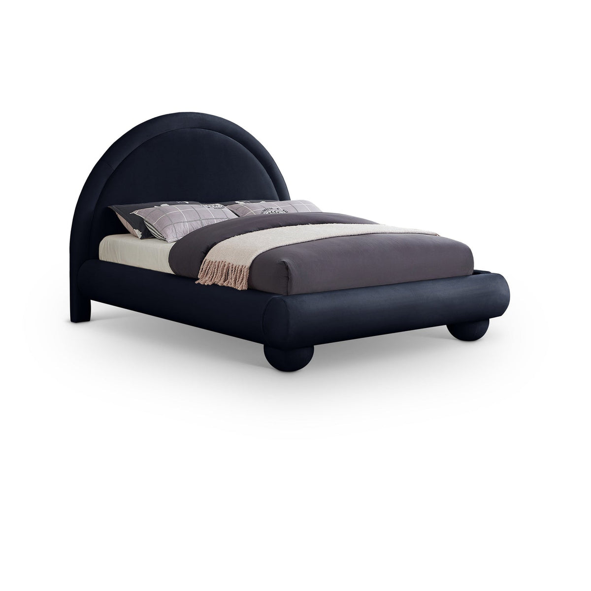 Madrid Navy Velvet Upholstered Bed