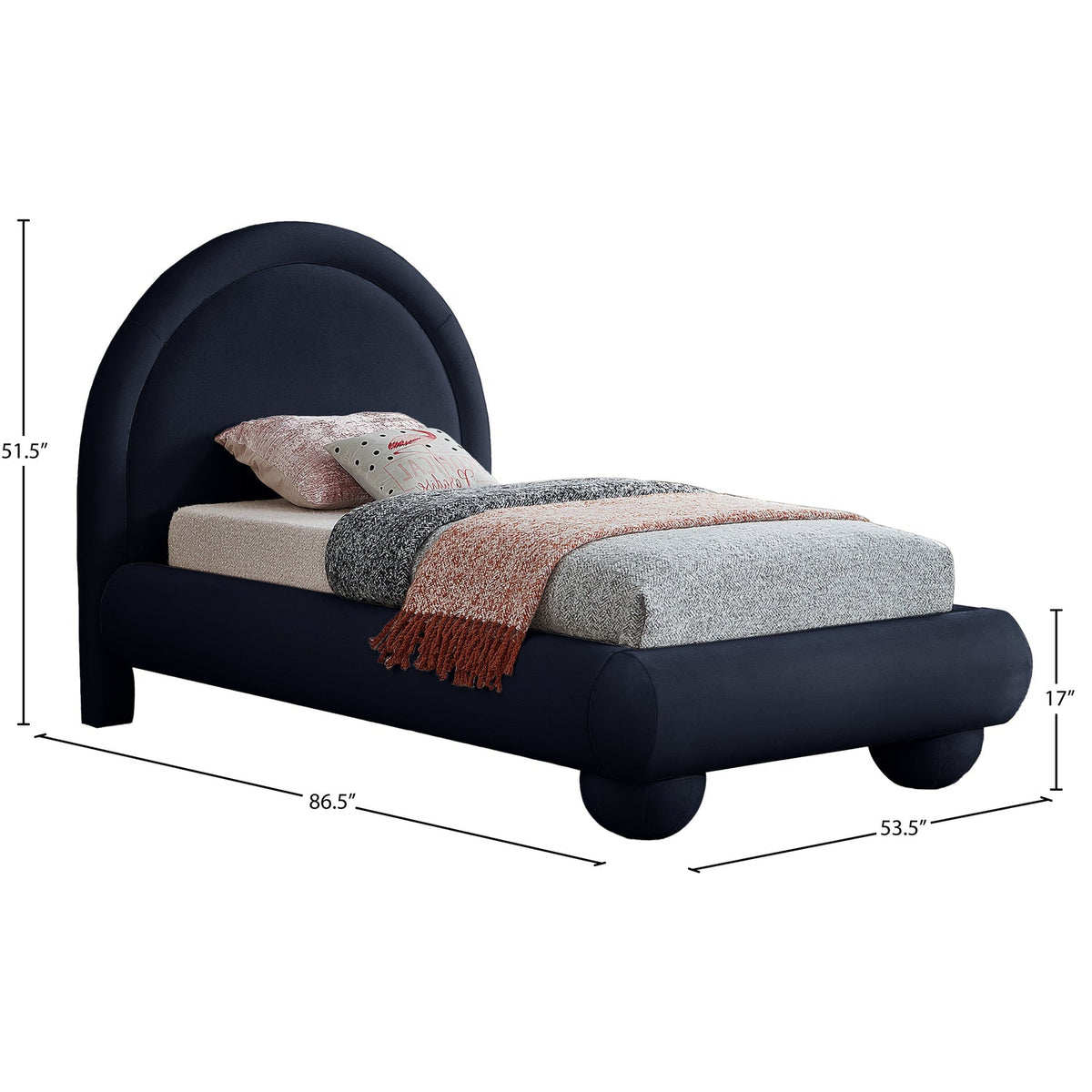 Madrid Navy Velvet Upholstered Bed