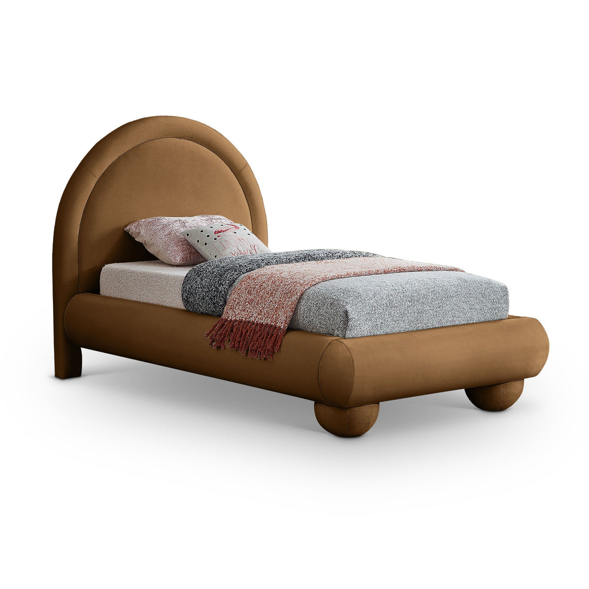 Madrid Saddle Velvet Upholstered Bed in saddle velvet, primary product view