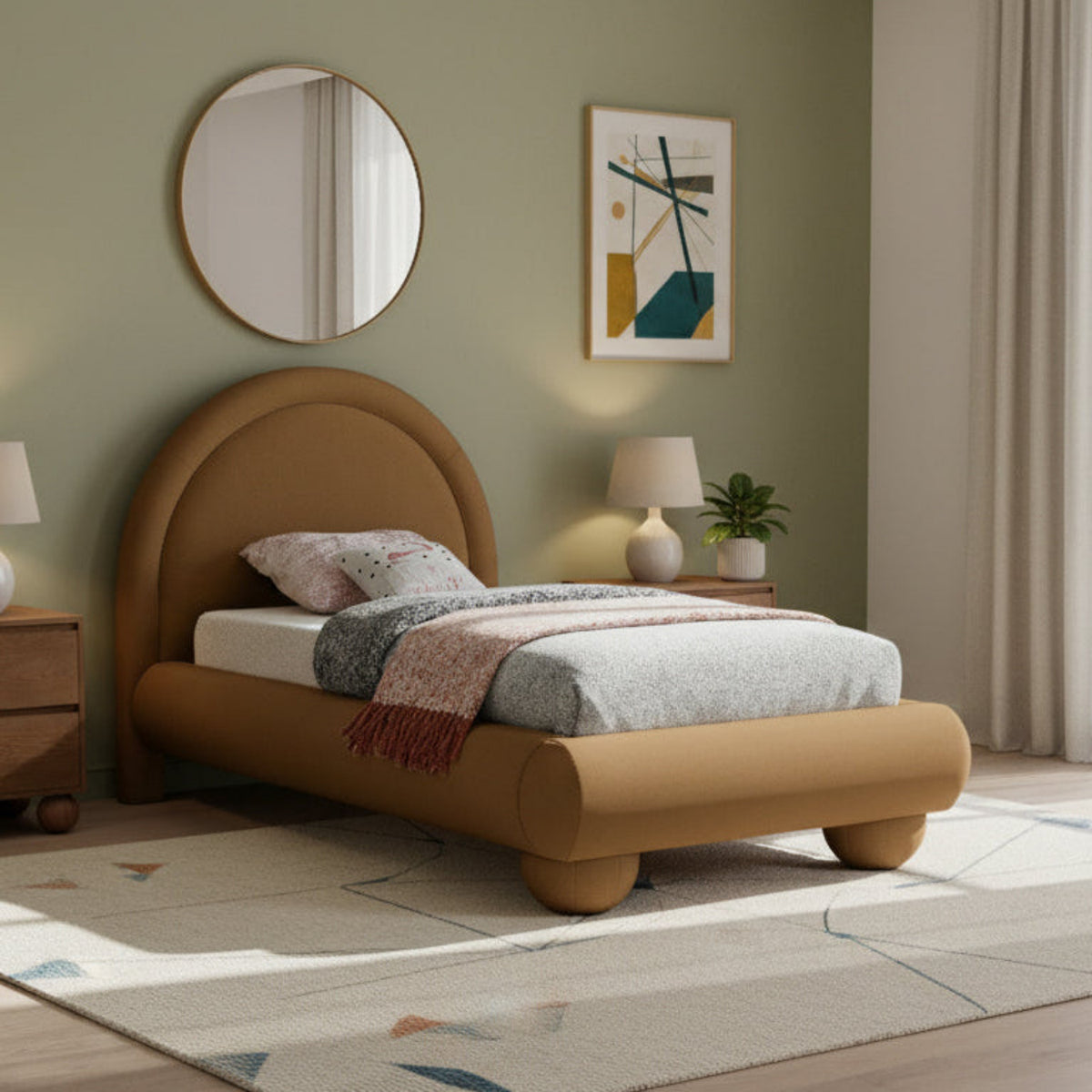 Madrid Saddle Velvet Upholstered Bed