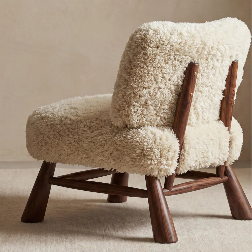 MENO HOME x Co. House Designs Marl Natural Teak Slipper Chair