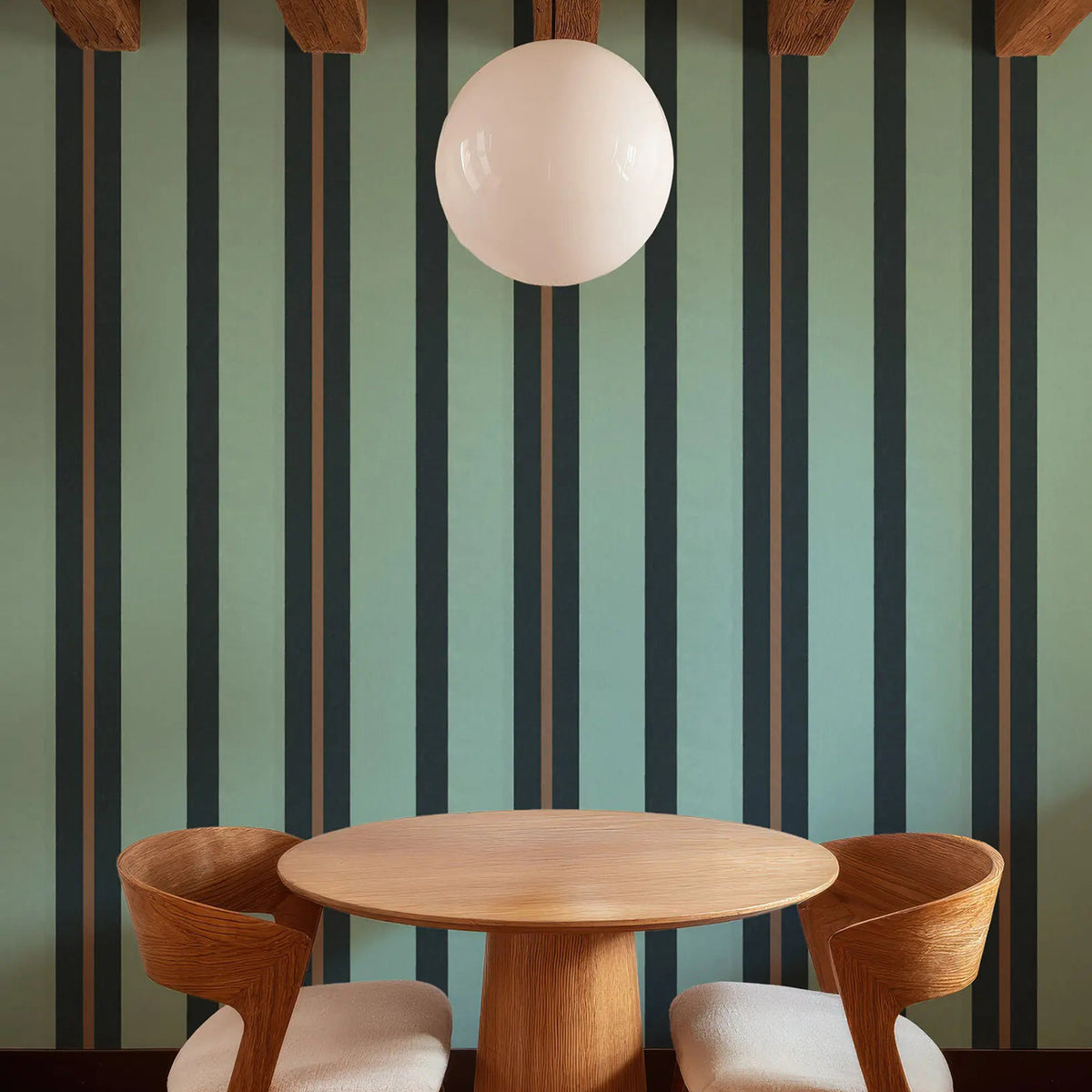 Mitchell Black Miami Stripe Wallpaper
