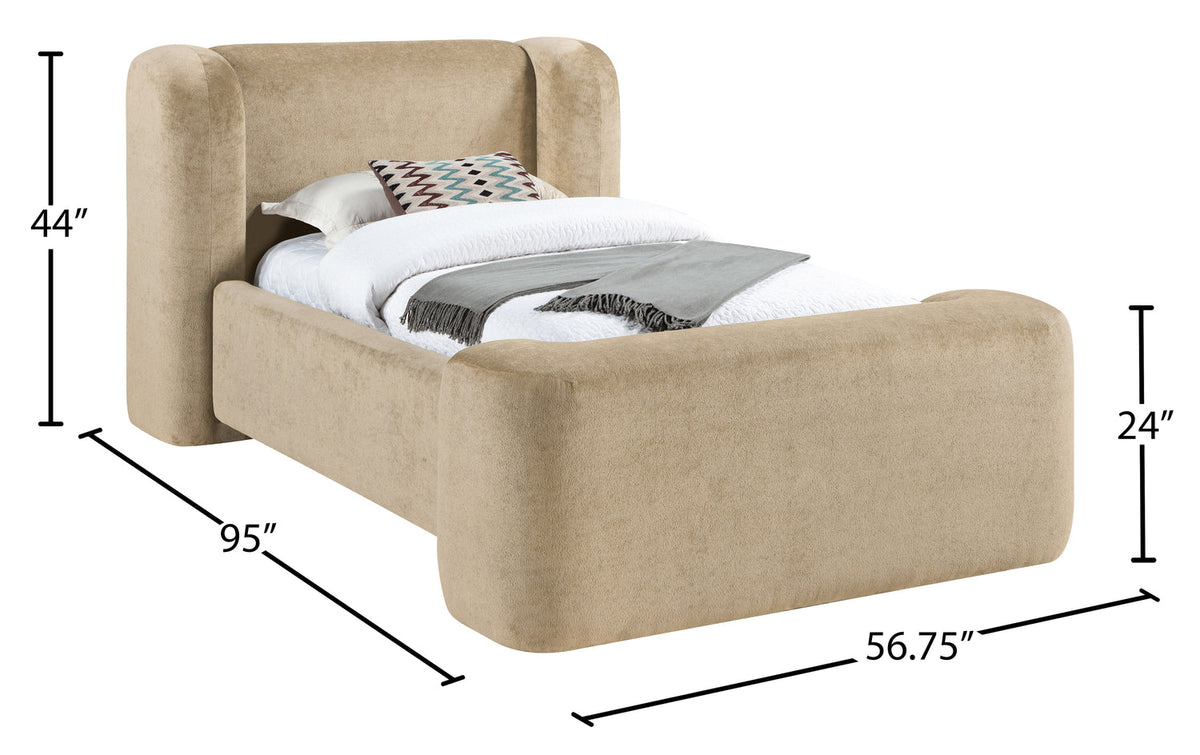 Modena Beige Chenille Fabric Upholstered Bed