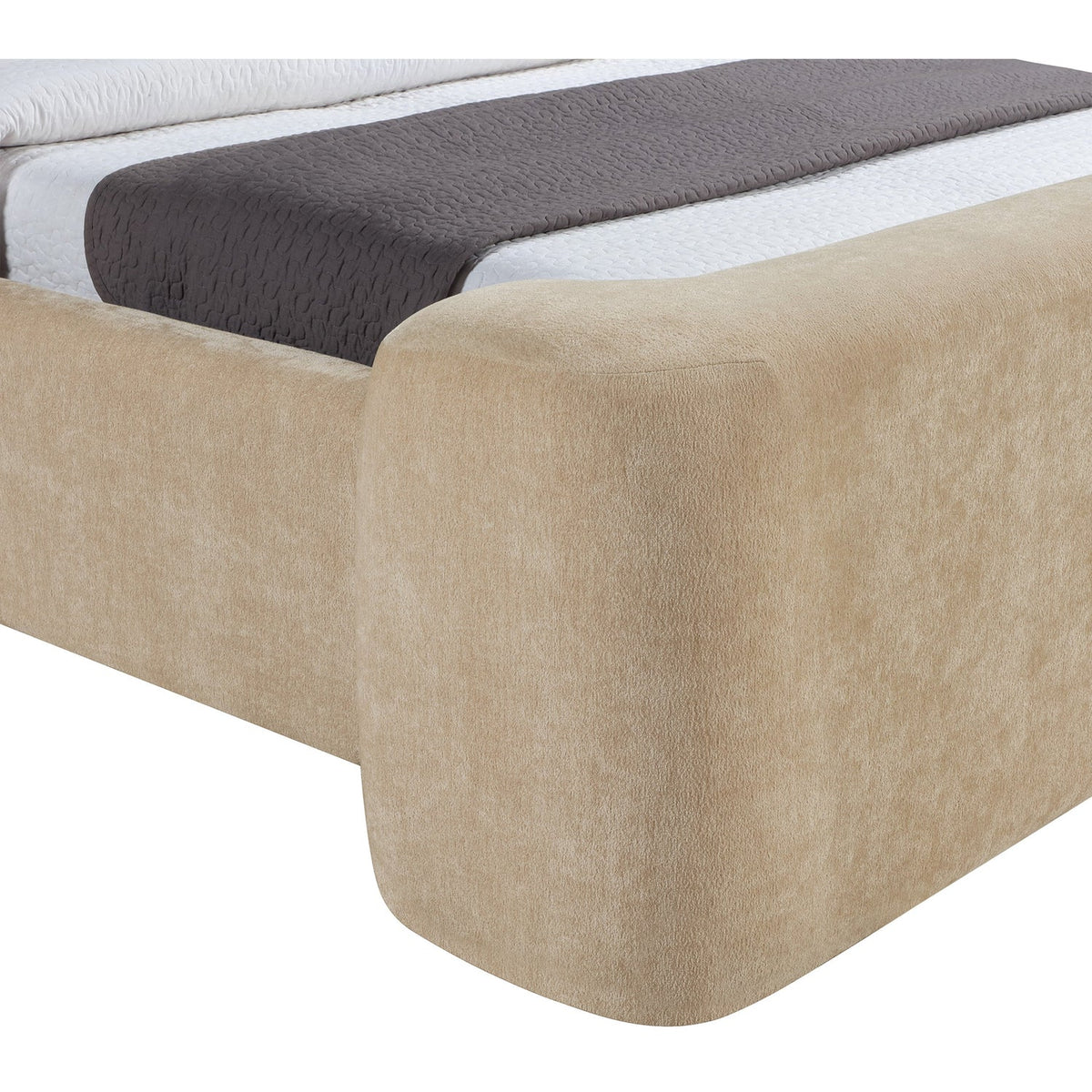 Modena Beige Chenille Fabric Upholstered Bed