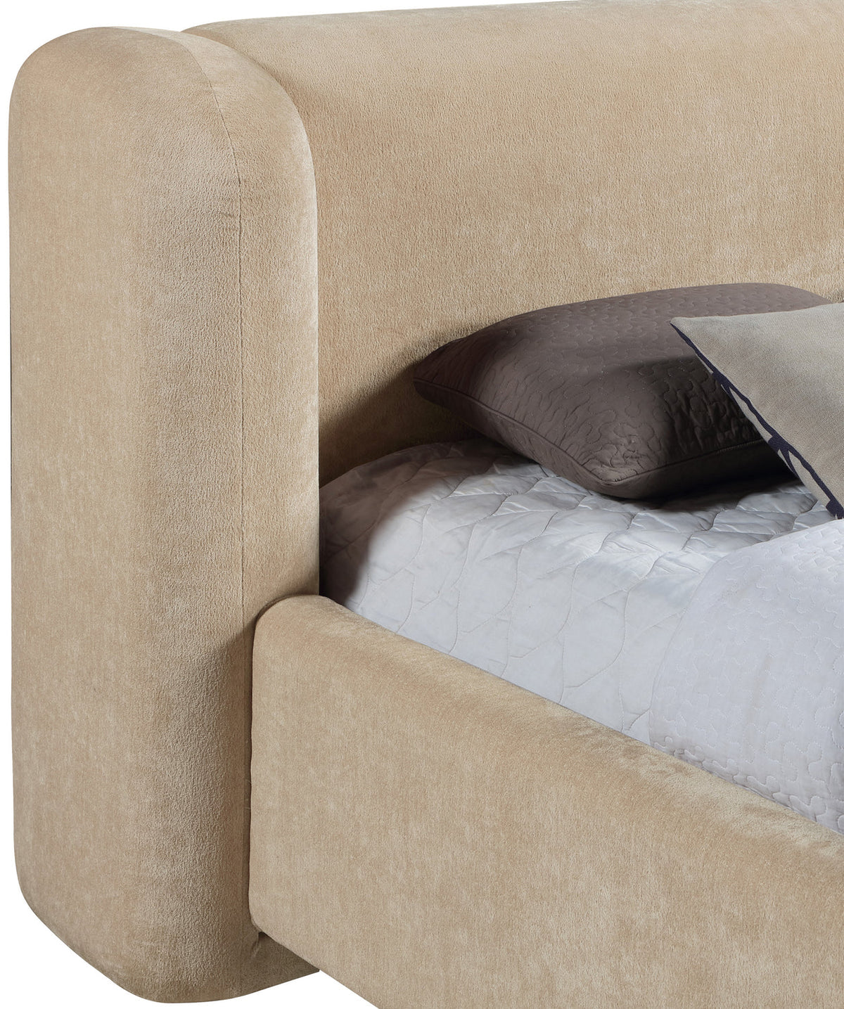 Modena Beige Chenille Fabric Upholstered Bed