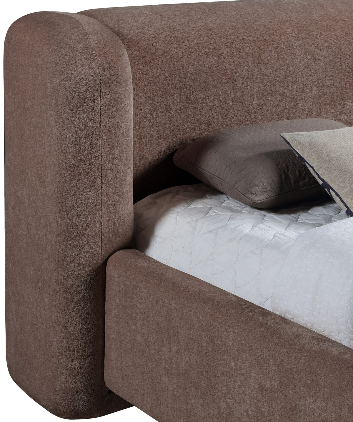 Modena Brown Chenille Fabric Upholstered Bed